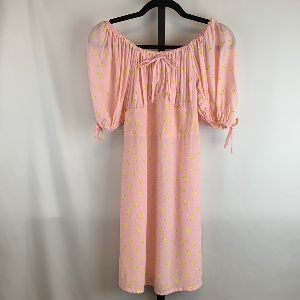 NWT Faithfull the Brand Dress Thea Mini Dress Pink Floral Luda Sz 6 Cottagecore
